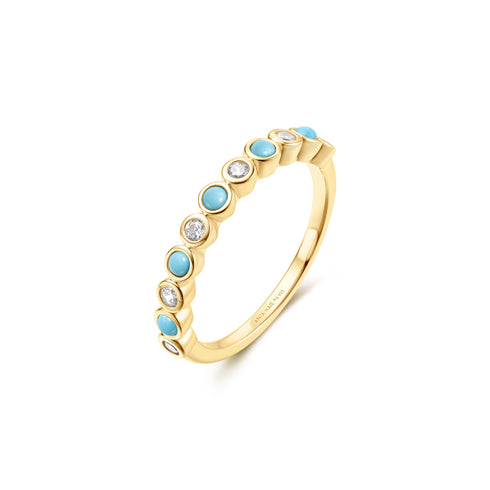 Gold Bezel Lab Created Turquoise Ring